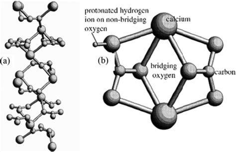 (a) Lattice molecular of calcium carbonate and (b) surface ...