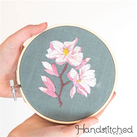 Magnolia Floral Embroidery Kit All Inclusive Diy Craft Kit Etsy
