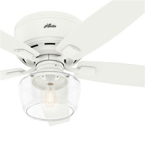 52 Inch White Ceiling Fan With Light Hunter 59216 Dempsey 52 Inch 2
