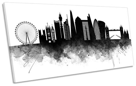 London Abstract City Skyline Print Panoramic Canvas Wall Art Picture