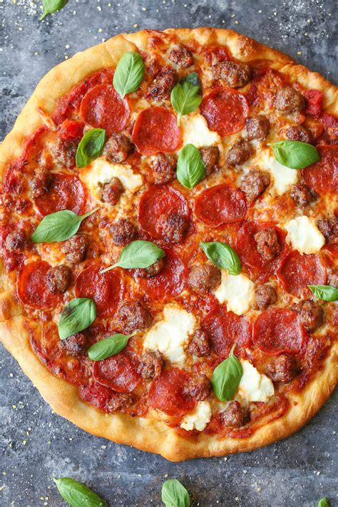 Sausage Ricotta Pepperoni Pizza Damn Delicious
