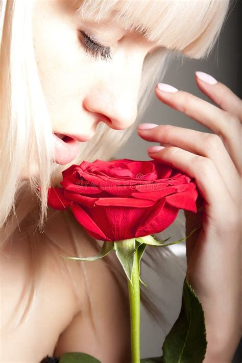 Woman Smelling A Rose Stock Photo Image Of White Woman 23820308