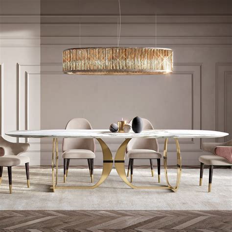 Call to schedule your showroom appointment. Italian Designer Contemporary Calacatta Oro Marble Dining ...
