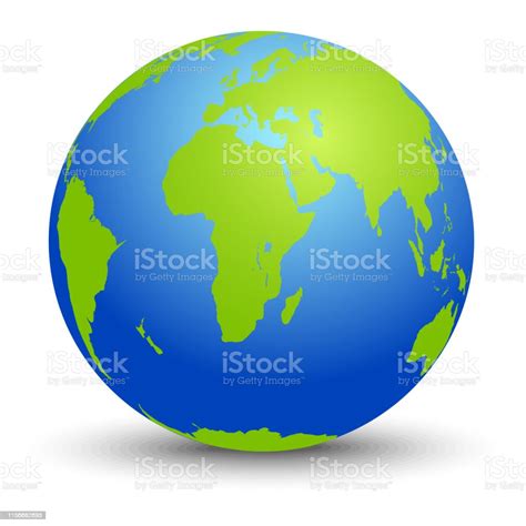 Vector Illustration Of Realistic 3d Earth Globe With Shadow Stock