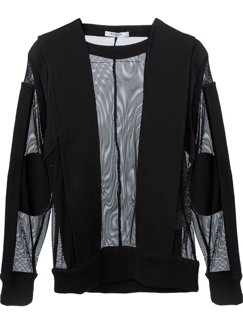 Givenchy Paneled Sheer Sweater In Black Lyst