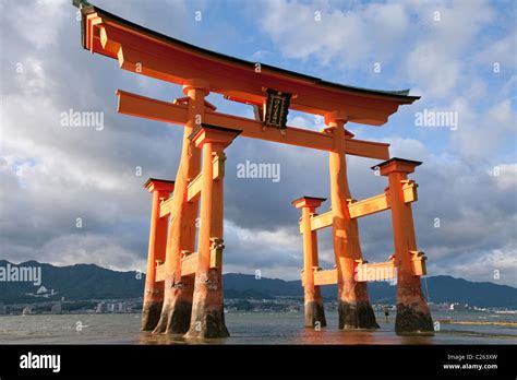 Floating Torii Gate At Miyajima Itsuku Shima At The Entrance To