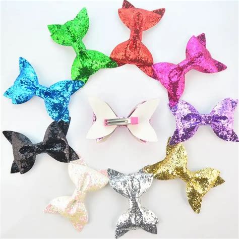 Fashion Sweet Girls Hairpin Fashion Glitter Hair Bows With Hair Clips