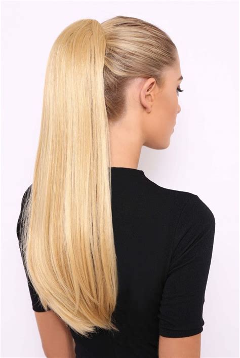 Sleek Full Body 22 Ponytail Straight Blonde Hair Long Hair Ponytail