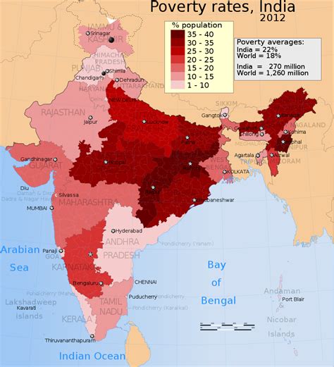 India's 2020 population is estimated at 1.38 billion, which makes it the second most populated country in the world behind china. File:2012 Poverty distribution map in India by its states ...