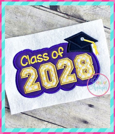 Class Of 2028 Graduation Digital Machine Embroidery Applique Etsy