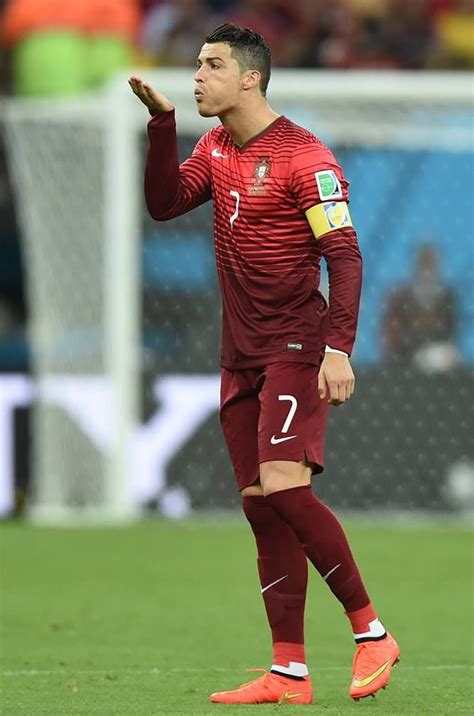 Portugals Forward Cristiano Ronaldo Blows A Kiss Before The Start Of A