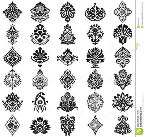 Illustration About Damask Vector Floral Pattern Set Illustration Of
