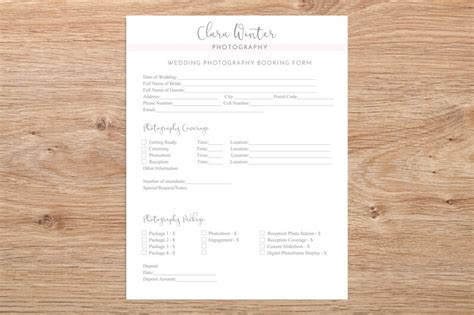 Client Booking Form Wedding Photography Booking Form Etsy