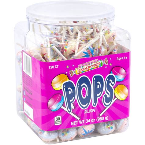 Smarties Pops Lollipops 120 Count 34 Oz