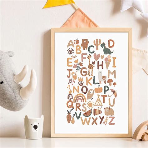 Nursery Print Woodland Alphabet Abc Wall Art Nursery Wall Art Alphabet