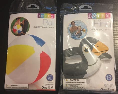 Intex Inflatable 20 Classic Beach Ball And Penguin Ring Pool Toy 2