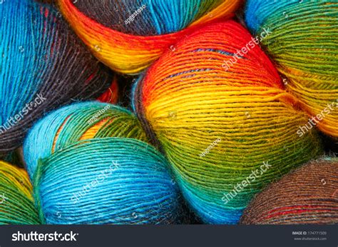 Closeup Picture Of Colorful Balls Of Wool Stock Photo 174771509