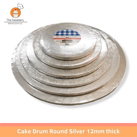 Cake Drum Round Silver 12mm Thick 8 10 12 14 16 18