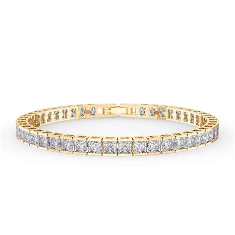 Princess Cz Diamond 18ct Gold Plated Silver Tennis Bracelet Jian London