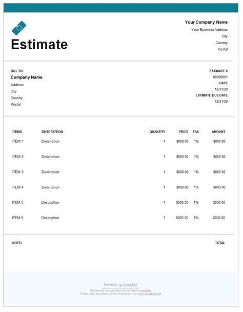 Installation Estimate Template Free Word And Excel Templates