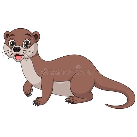 Cute Little Otter Cartoon Posing Stock Vector Illustration Of Ermine