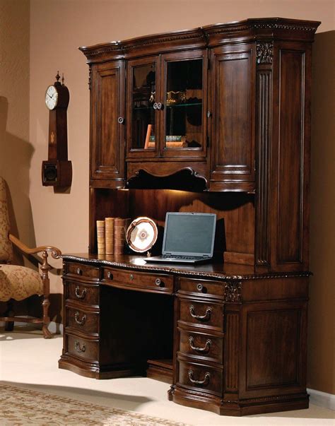 Old World Walnut Executive Home Office Set Hekman Furniture Cart