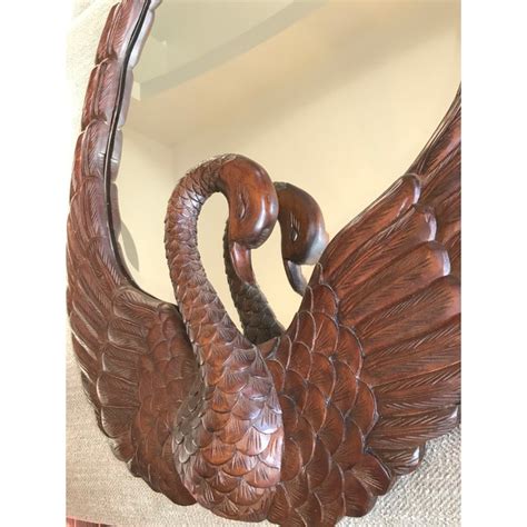 Art Nouveau Carved Wooden Swan Mirror Chairish