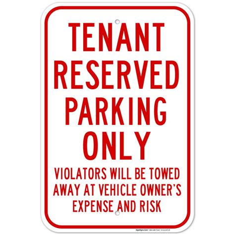 Tenant Reserved Parking Only Sign