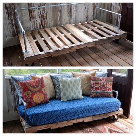 Make A Twin Bed Into A Couch My First Pinterest Project Pallet Couch