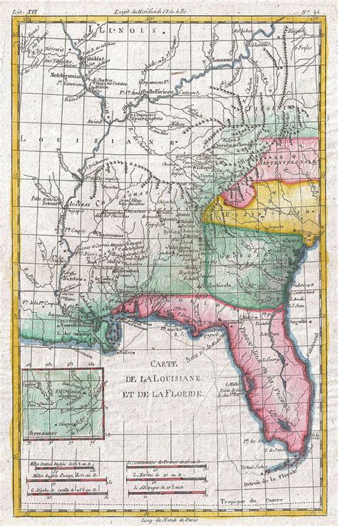 Vintage Map Of Florida Georgia And The Carolinas Drawing By