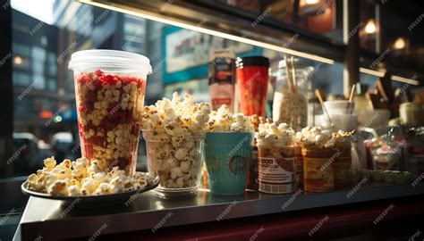 Premium AI Image | Refreshing soda in a movie theater perfect night