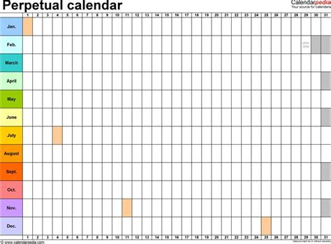 Perpetual Calendars 7 Free Printable Pdf Templates Printable Blank