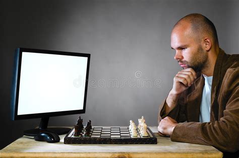 Human Chess Player Against Computer Stock Images Download 4 Royalty