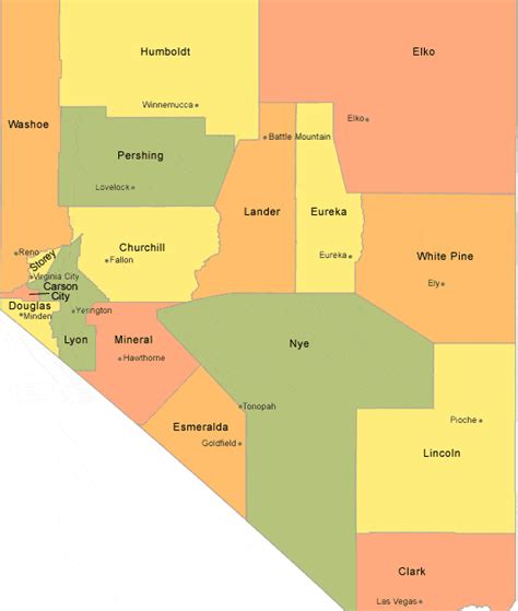 Nevada State Map With Counties And Cities | Time Zones Map