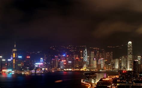 Wallpaper City Cityscape Hong Kong Night China Reflection