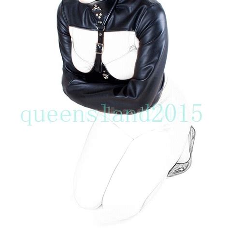 bdsm bondage body harness pu leather straight jacket armbinder restraint costume ebay
