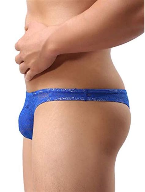 Buy Ikingsky Men S Sexy Brazilian Underwear Lace Pouch Bikini Under Panties Half Back Coverage