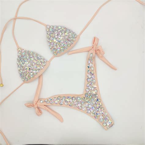 fashion diamond bikini set rhinestone swimwear crystal bathing suit s
