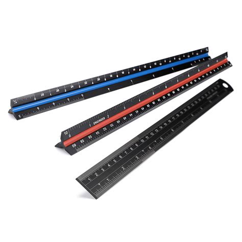 Ownmy 3 Pack 12 Inch Solid Aluminum Triangular Architect Scale Ruler