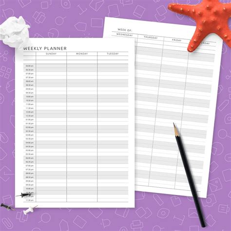 Formal Hourly Two Page Weekly Planner Template Template Printable Pdf