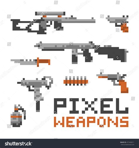 Armes De Style Jeu De Pixels Image Vectorielle De Stock Libre De Droits