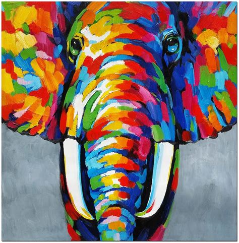 African Elephant Signed Hand Painted Abstract Wildlife Oil Etsy