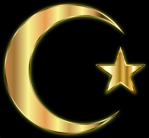 Golden Crescent Moon And Star Enhanced Openclipart