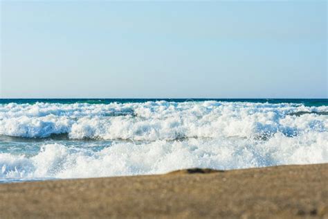 Big Breaking Ocean Wave On A Sandy Beach Grete Stock Image Image Of