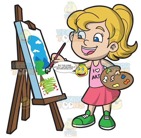 Easel Clipart Girl Painting Easel Girl Painting Transparent Free For