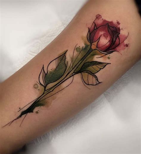 60 Creative Watercolor Rose Tattoo Designs