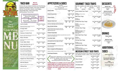 Menu At Taco Shack Restaurant Stuart