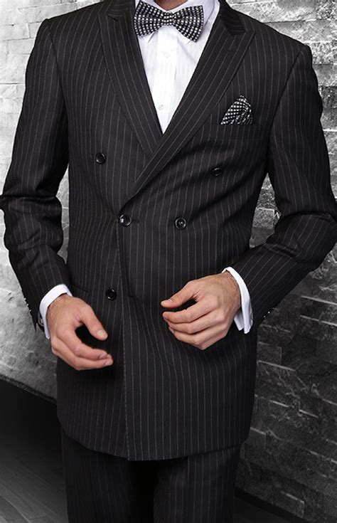 mens black double breasted pinstripe wool designer business suit 40 52 cool suits business
