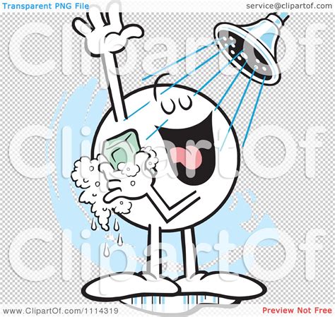 Clipart Moodie Character Singing In The Shower Royalty