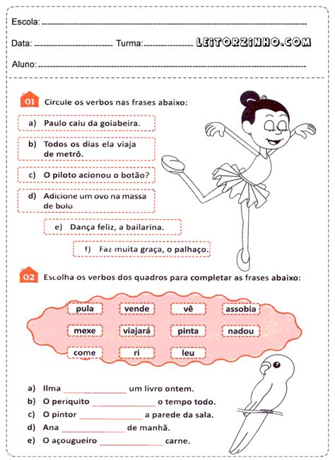 Atividades português ano verbos Português